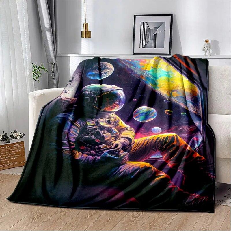3D космическое одеяло с изображением астронавта, Вселенной, космонавта, мультяшное одеяло, мягкое одеяло для дома, спальни, кровати, дивана, офиса, одеяло, детское