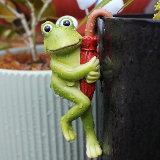 2 шт. Фигурка лягушки с зонтиком, смола, украшение лягушки, край цветочного горшка