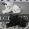 Детализированное collectible-украшение для кошек, 3D-печать, реалистичная плюшевая текстура, фигурки, черное, цельное
