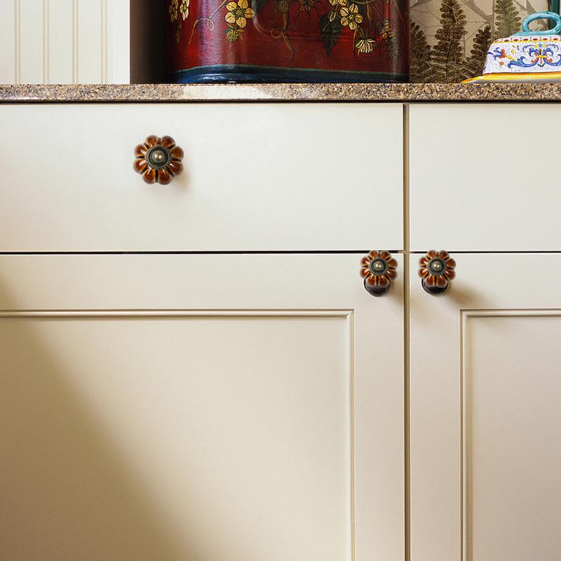 1 шт. Одно отверстие Пасторальная мебельная фурнитура Кабинет Керамические ручки Европейские дверные ручки Гардероб Цинковый сплав Ручка ящика Тыква