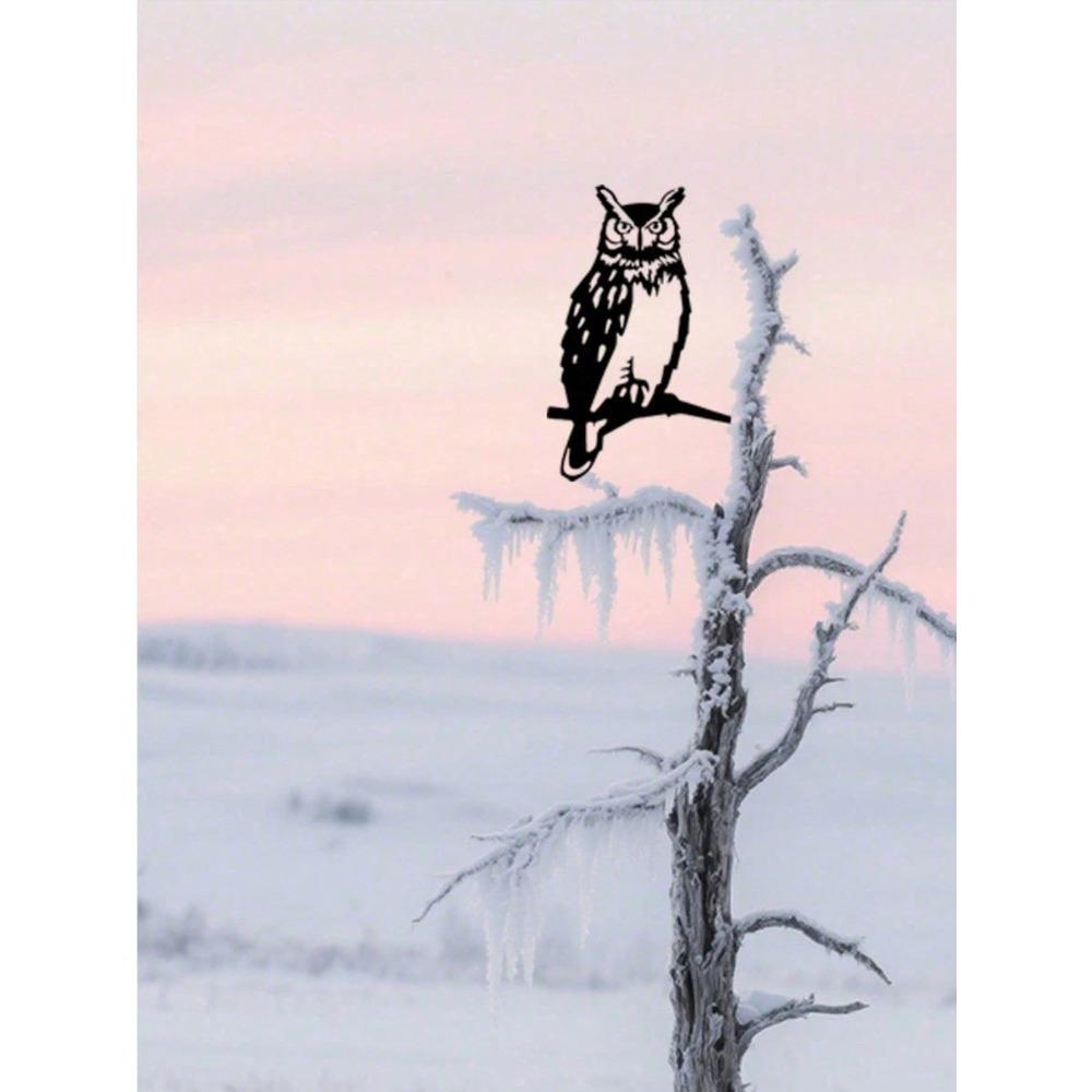 Wrought Iron Owl Sculpture Outdoor Weatherproof Garden Statue Patio Lawn Ornament Yard Art Wildlife Decor