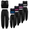 Kids Girls Sleeveless Round Neck Crop Top Elastic Waist Chain Pocket Pants for Modern Jazz Hip Hop Dance Sportwear