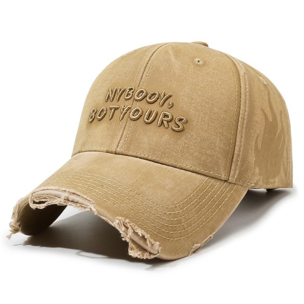 Embroidered Letters Baseball Caps Distressed Design Sunshade Sunscreen Hat Outdoor Activities