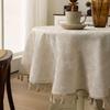 Круглая скатерть с нескользящей вязанной крючком кружевной отделкой в американском стиле, чехол для журнального столика в стиле ретро, пылезащитный чехол для шкафа из полиэстера и хлопка