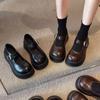 Маленькие кожаные туфли в британском стиле с одной педалью, универсальные мокасины на платформе, ретро-туфли Мэри Джейн, женские модели весна-осень 2025 года