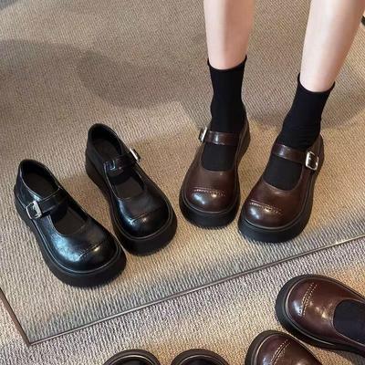 Маленькие кожаные туфли в британском стиле с одной педалью, универсальные мокасины на платформе, ретро-туфли Мэри Джейн, женские модели весна-осень 2025 года