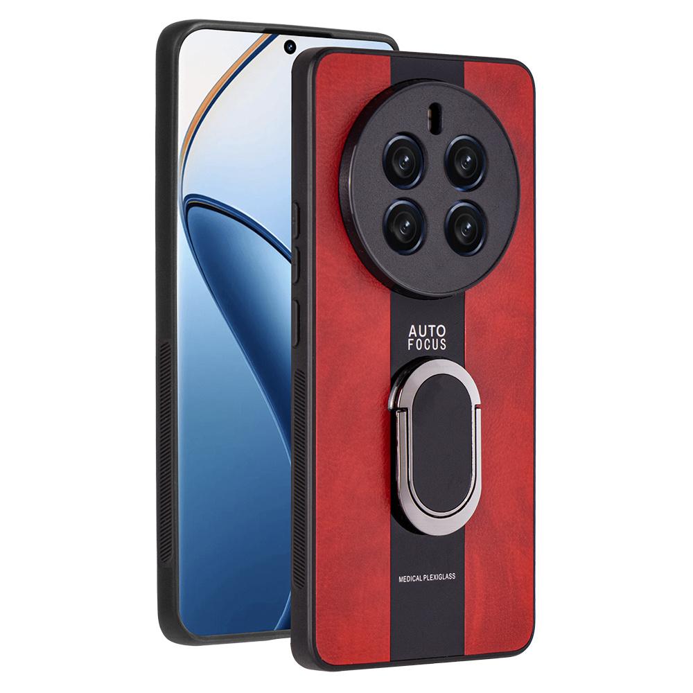 Realme 12 Pro 5G / 12 Pro+ 5G Leather Kickstand Ring Case, Red