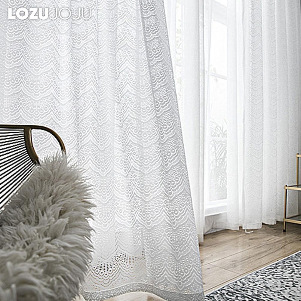 1 шт. LOZUJOJU 10-20% затемнение французский стиль простой романтический кружевной основы вязаный чистый белый газовый занавес для гостиной спальни балкона домашний декор