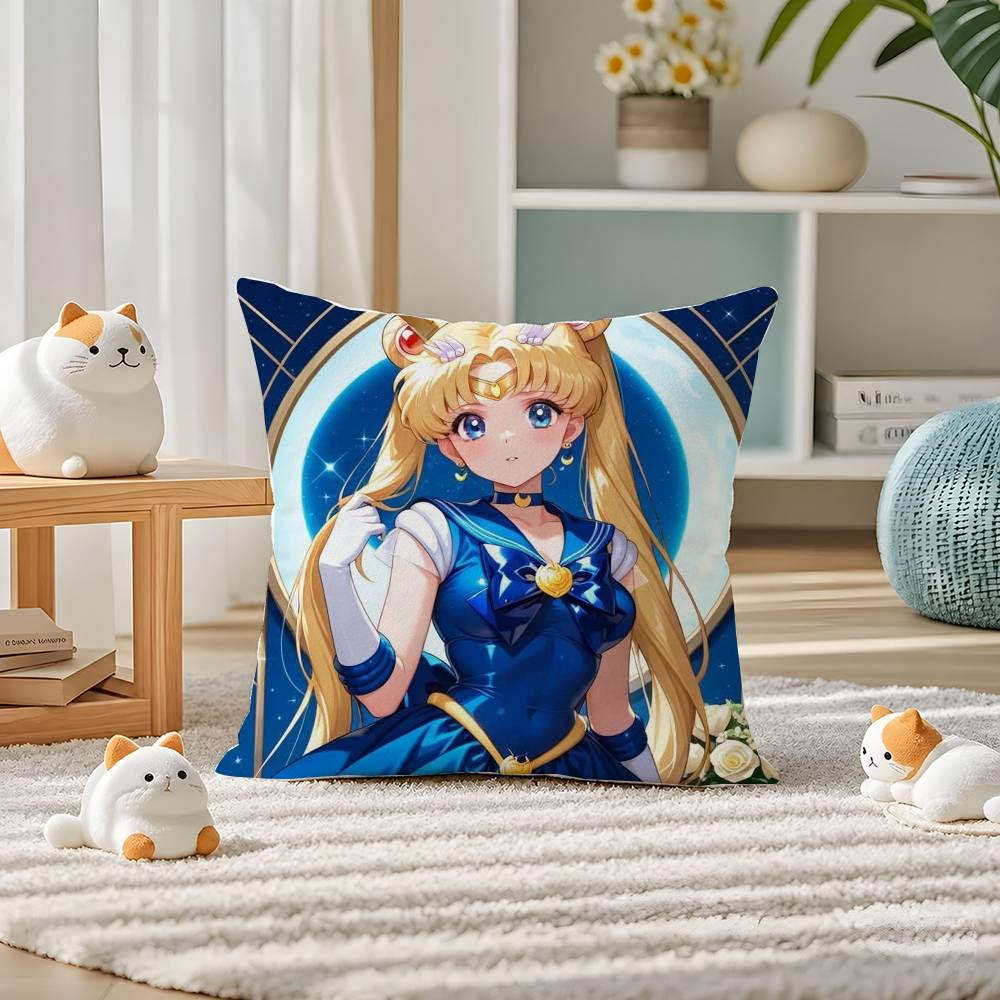 Sailor Moon Rei Hino Anime Plush Pillow Cover Soft Short Plush Cushion Cover For Sofa Bedroom Home Decor Gift Decoration
