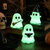 Halloween Night Party Decor Luminous Mini Ghost Figurines, Glow in The Dark Cute Favors for Kids Miniature Statue Micro Landscape, Tiered Tray