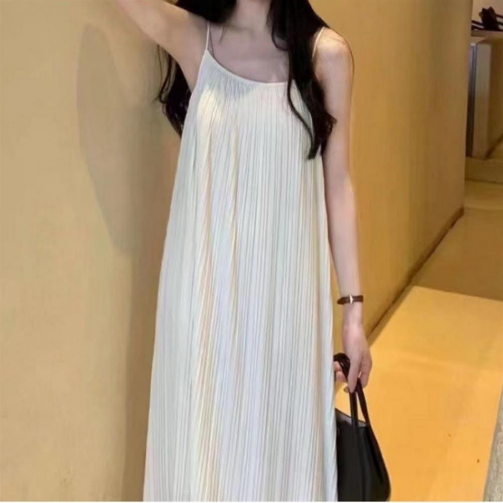 New Arrivals Open Run Women Summer Shoulder Strap Flow Long Dress