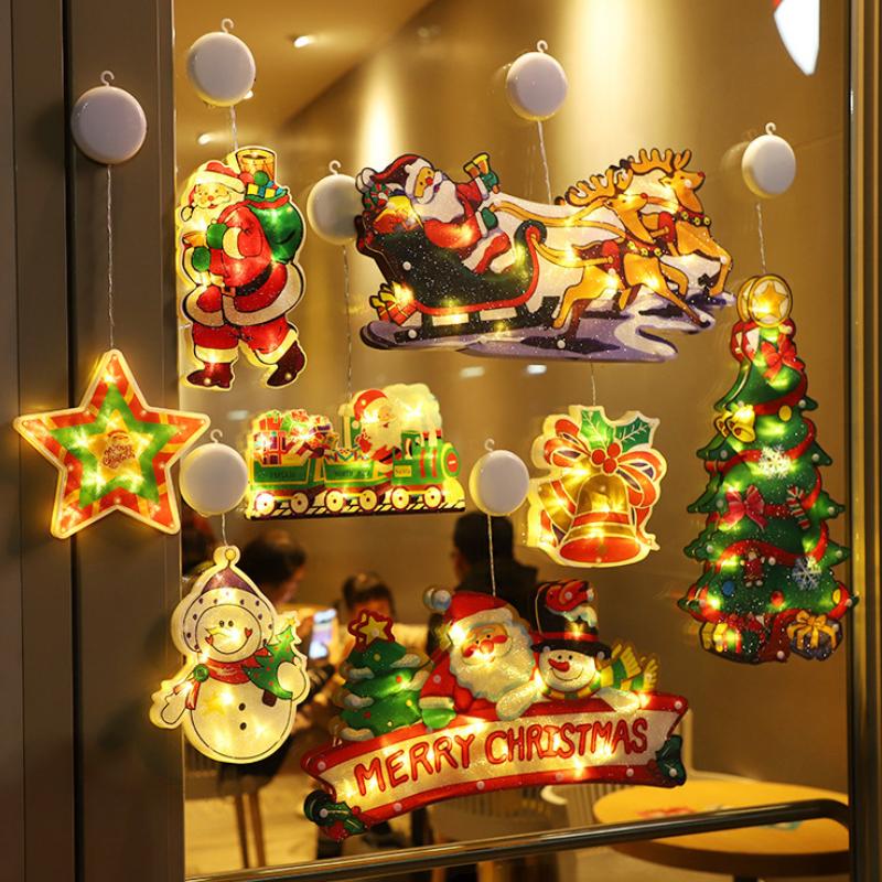 Latest LED Christmas Sucker Light Christmas Decorations for Home Santa Claus/Snowman Window Light Navidad Natale New Year Gifts
