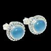 Natural Aqua Chalcedony Gemstone Handmade 925 Sterling Silver Stud Earrings U6s19