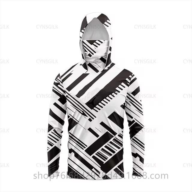 Outdoor sunscreen clothing, ice silk long-sleeved fishing clothing, quick-drying breathable hoodie, face towel, integrated mosquito-proof clothing
