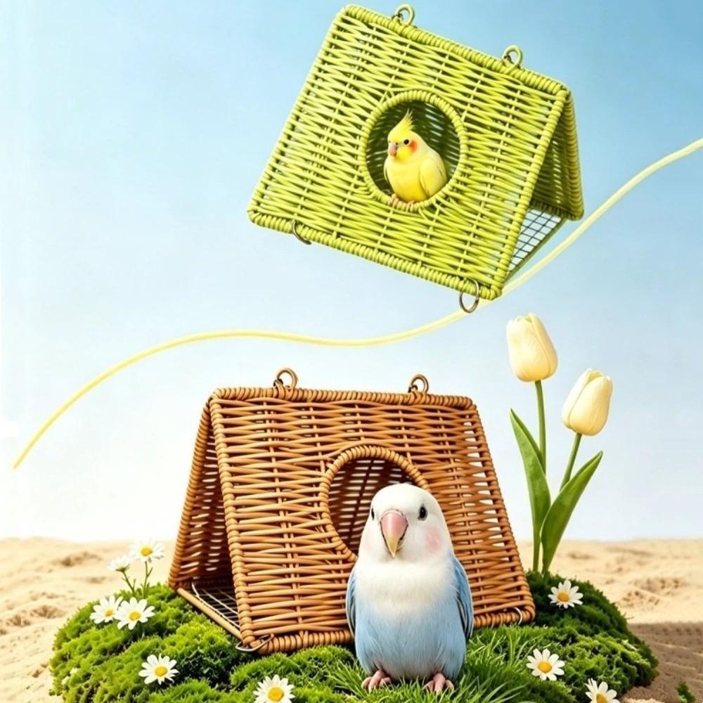Imitate Rattan Parrots Woven Bird Nests Breathable Hamster Hideout Cave  Summer Use