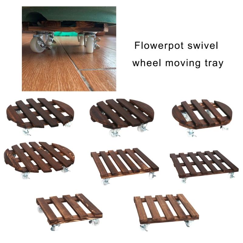 Multiple Use Outdoor Wood Planter Base Swivel Wheel Design Weatherproof Construction For Effortlessly Plant Movements