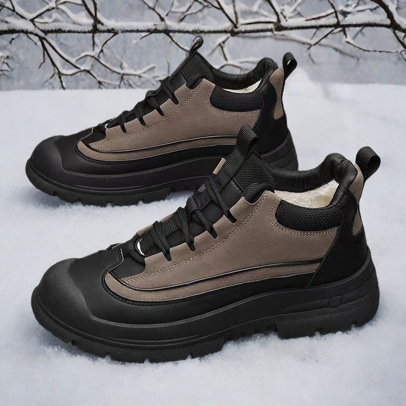 2024 утолщенные мужские хлопковые ботинки большого размера зимние бархатные теплые ботинки износостойкие и нескользящие мужские ботинки зимние ботинки на толстой подошве мужские