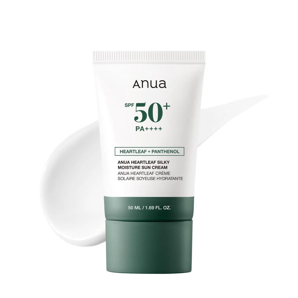 Heartleaf Silky Moisture Sun Cream SPF 50 PA++++, Korean Sunscreen for Face, Korean Skincare, Korean Makeup Base, Niacinamide, Fragrance Free,Travel