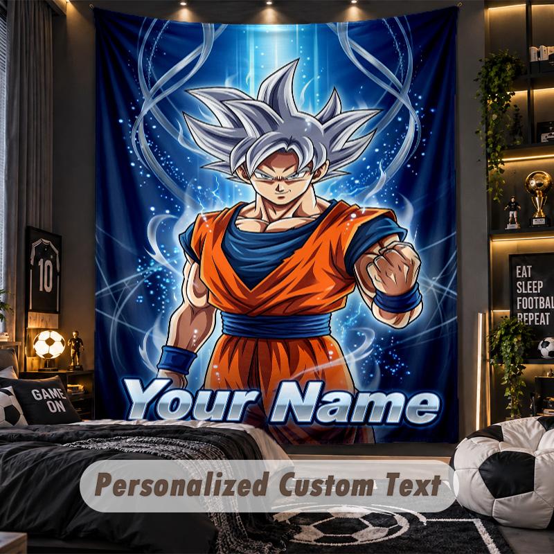Personalized Wall Tapestry,Dragon Ball Custom Printed Name, Fabric Wall Art For Indoor Room Backdrop