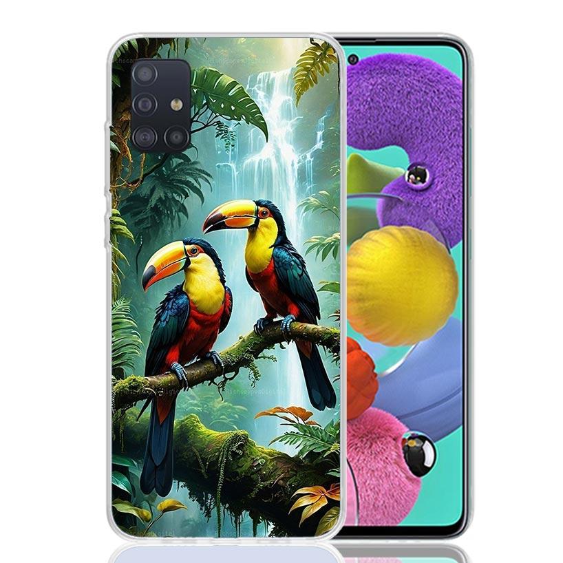 Tropical Toucan Phone Case For Samsung Galaxy A52 A32 A22 A12 A02S A50S A30S A51 A31 AA71 Note 20 Ultra 10 S10 Plus Galaxy A52 A