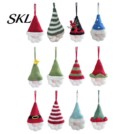 Festive Winter Room Ornaments Hand Crochet Christmas Gnome Ornaments, Knitted Faceless Hanging Decorations, Reusable Holiday Door Handles Yarn