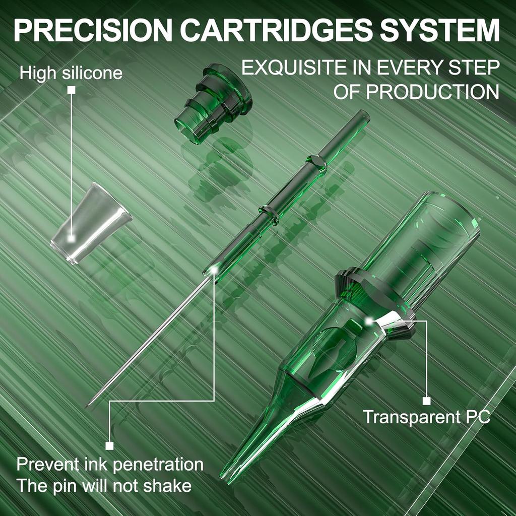 1203RL Иглы-картриджи для тату 20 шт. #12 Стандартные 3 Round Liner с мембраной Безопасные картриджи Одноразовые расходные материалы для тату для беспроводной тату-машинки