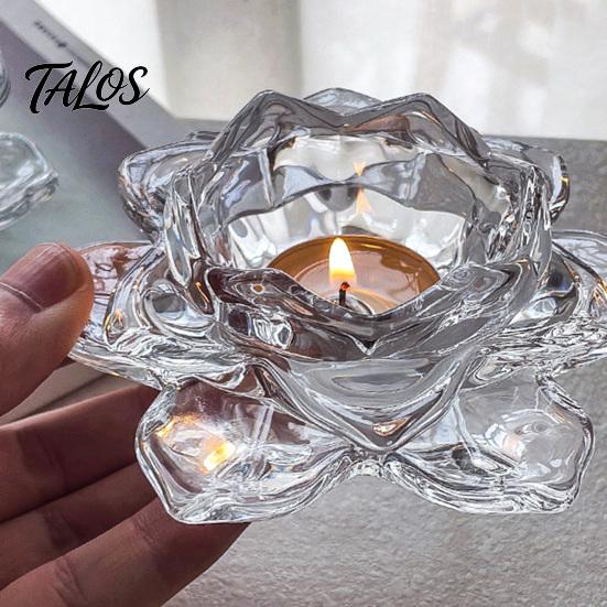 Хрустальные подсвечники-лотосы Talos, Стеклянные подсвечники для чайных свечей, Декор с глубокой рифленой тарелкой, Многофункциональный декор для