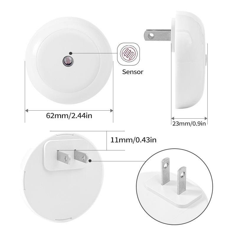 LED Night Light Plug In Dusk To Dawn Smart Sensor Auto Dim Into Wall Night Lamp for Bathroom Hallway Kitchen Stairway Bedroom