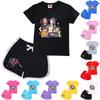 Kids Summer Sport T-Shirt And Shorts 2 Piece Outfit Tracksuit Set Short Sleeve Print Crop Tops With Clothing Set