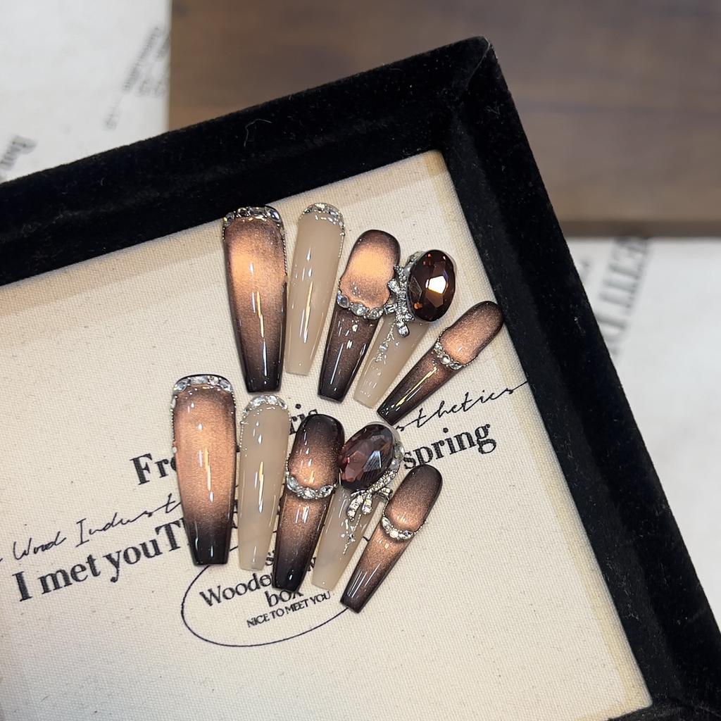 Новая броня ручной работы с атмосферой высокого класса, плотный стикер для нейл-арта «кошачий глаз», съемная накладка для ногтей с крошкой из сверкающего циркония и бриллиантов