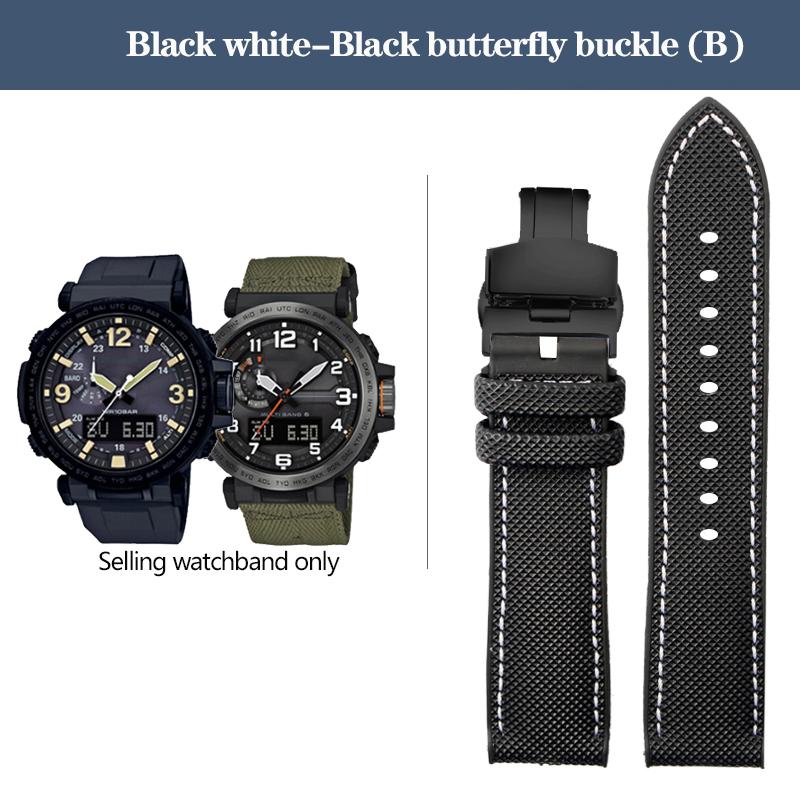 Нейлоновый ремешок для часов с резиновым низом для серии Casio PROTREK PRG-600YB PRG-650 PRW-6600, парусиновый силиконовый ремешок для часов, спортивный ремешок 24 мм