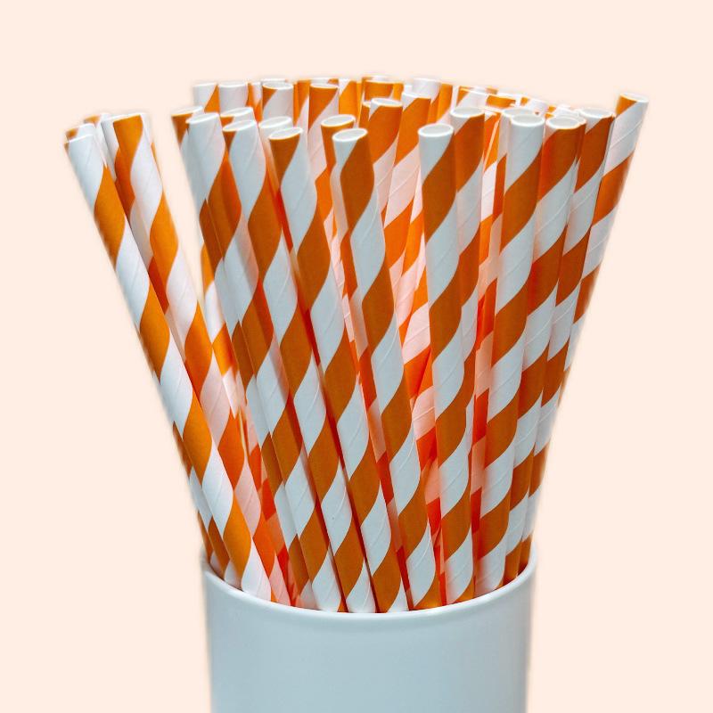 Colorful Disposable Paper Straws - Orange & Yellow for Dessert, Drink, or Party Decor