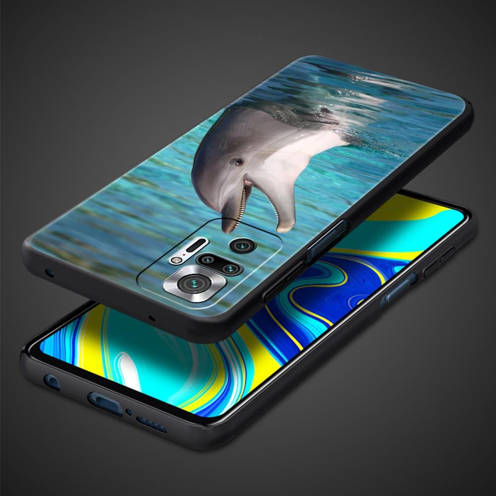 Чехол для телефона с изображением морского животного дельфина для Xiaomi Redmi Note 14 13 5G 10 11 12 Pro Plus 4G 14C 13C 12C 10C Черный