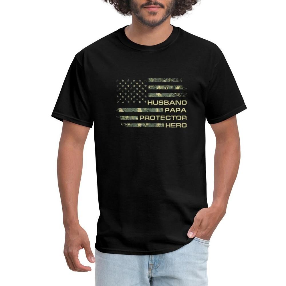 Husband Papa Protector Hero | Patriotic Father's Day Men's T-Shirt Unisex T-Shirt