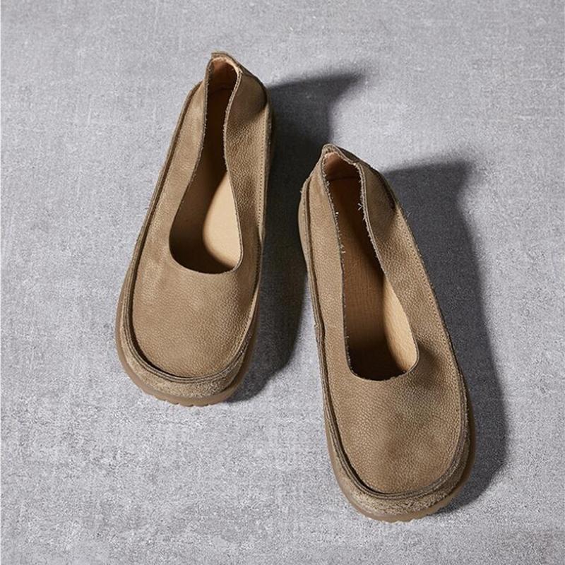 Модная женская обувь на плоской подошве AIYUQI, ретро, из натуральной кожи, женские балетки, нескользящие, новинка весны 2025 года, женская обувь слипоны