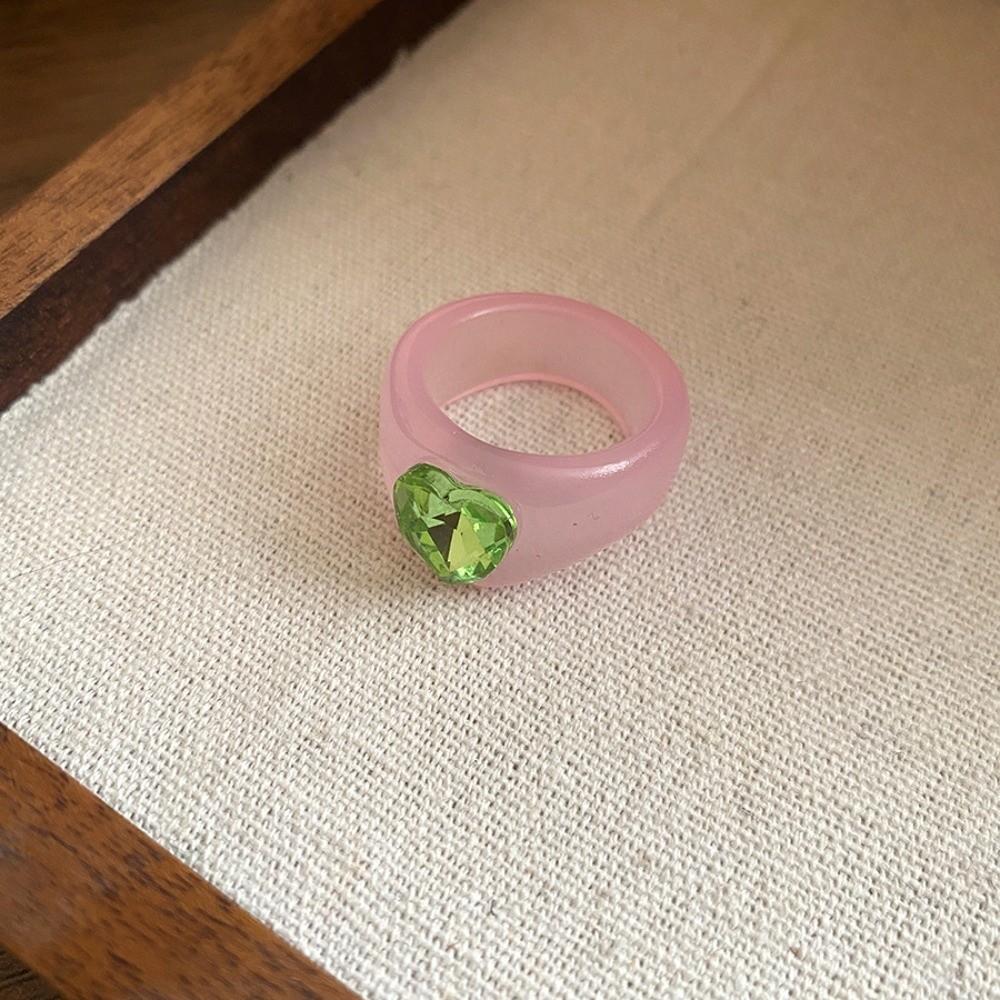 Геометрическое кольцо конфетного цвета Корейский стиль Большое однотонное кольцо-купол Кольцо из смолы со стразами Ювелирные изделия Подарки
