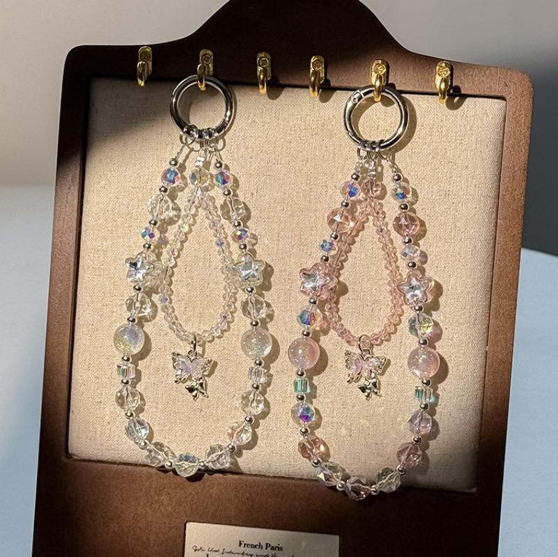 Стильный блестящий хрустальный бисер Бабочка Шарм для телефона Брелок Подвеска Браслет Аксессуары для Airpods Женский Девичий Шнурок для подвешивания