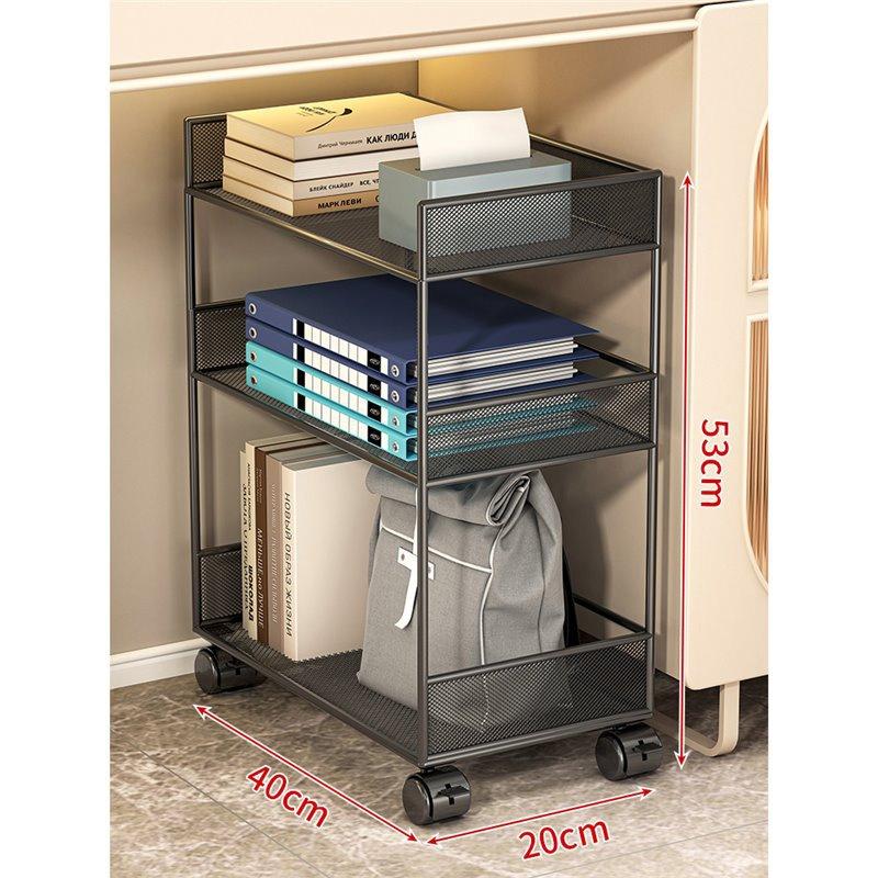 Office Desk Underneath Rolling File Folder Organization Tool Double Layer Cart Book Storage Cabinet Simple Bookshelf Rack