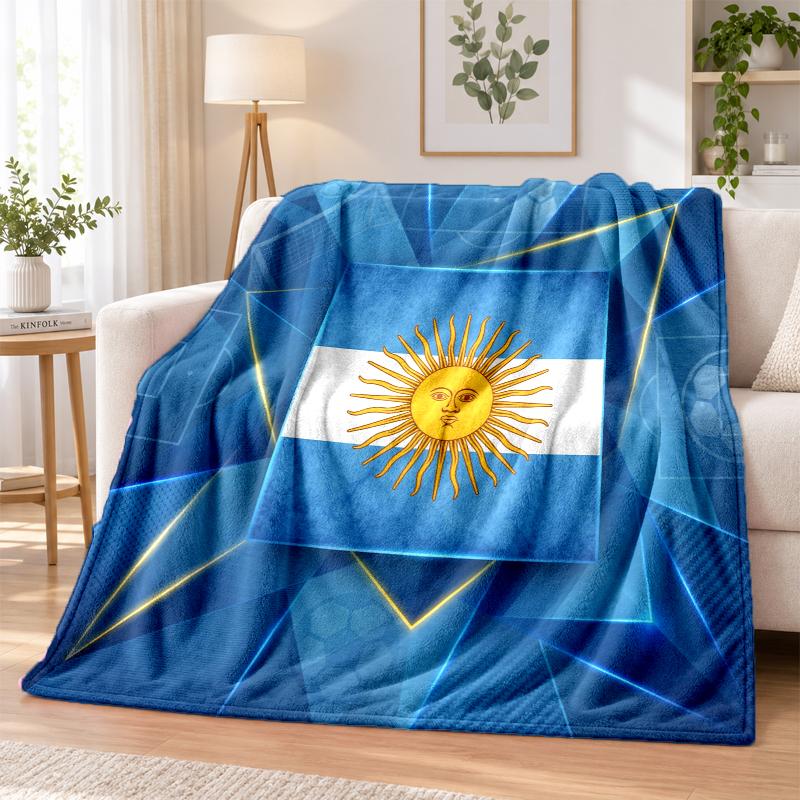 Argentina Football Printed Flannel Blanket Warm Comfort Bed Throw For Indoor Home Decoration