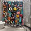Яркая шторка для душа с кошками и цветами - Водонепроницаемая, устойчивая к плесени, с художественным дизайном для игривого и красочного декора ванной комнаты