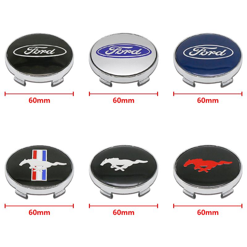 For Ford Mondeo Focus 2 3 4 Mustang Fiesta ecosport Kuga 4Pc 56mm 60mm Car Styling Wheel Center Cap Hub Covers Badge Accessories