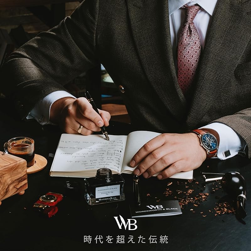 Премиальная металлическая перьевая ручка Wordsworth & Black - Majesty (Черное золото) | 24 картриджа для перьевых ручек (Черный и синий) | Покрытие 24K золотом | 18K