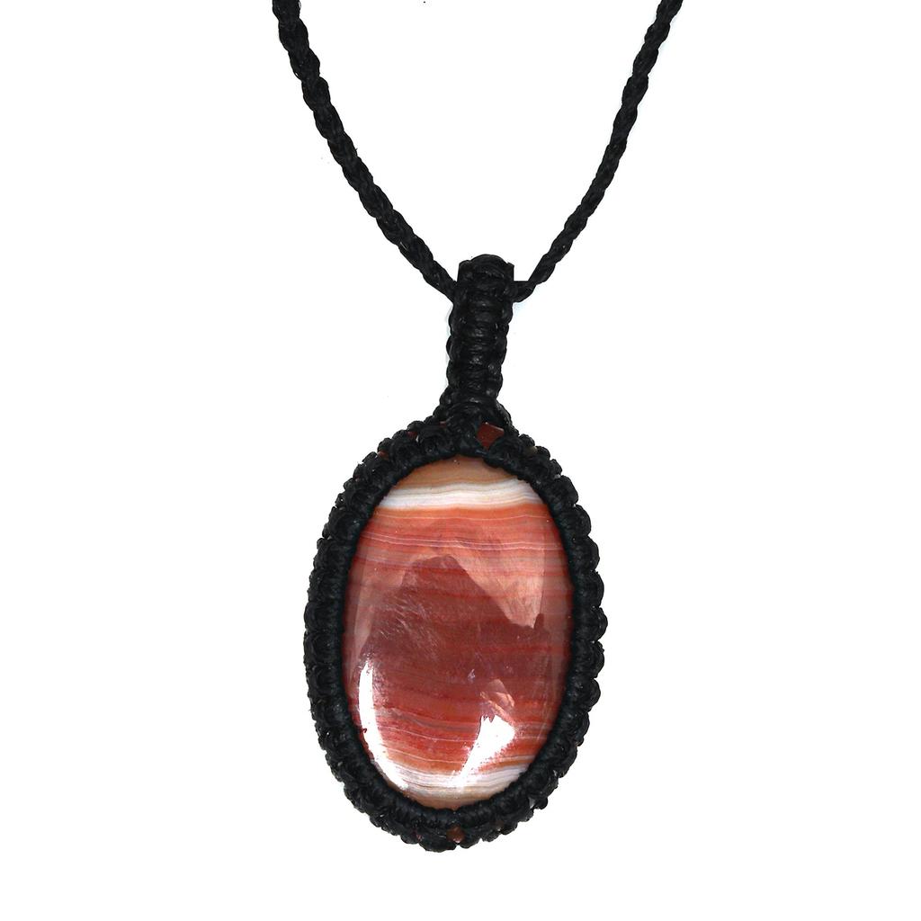 Агатовое ожерелье Красный макраме драгоценный камень Бисерное ожерелье макраме камень красный Ручная работа