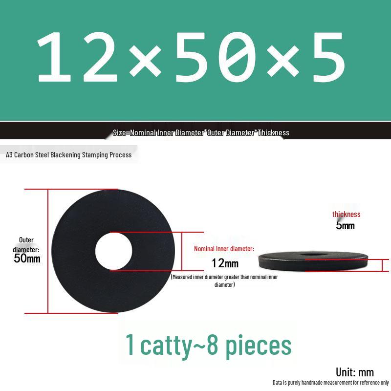 Black Oversized Thickened Round Metal Flat Washer Spacer for Home Use