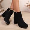 Autumn and Winter New Thick Heel Short Boots Suede Side Zipper Martin Boots Bow Fashion High Heel Women's Boots