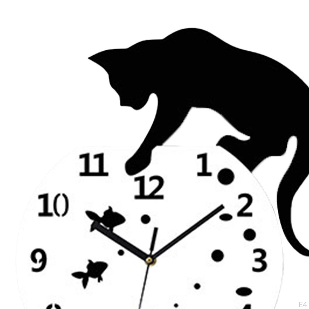 Настенные часы с изображением кошки, бесшумные подвесные часы для вечеринок с черными арабскими цифрами, не тикающие аналоговые