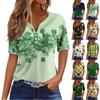 Women's T Shirt Tee Print Button Short Sleeve Daily Weekend Fashion Basic V- Neck Regular Top St. Patrick's Day