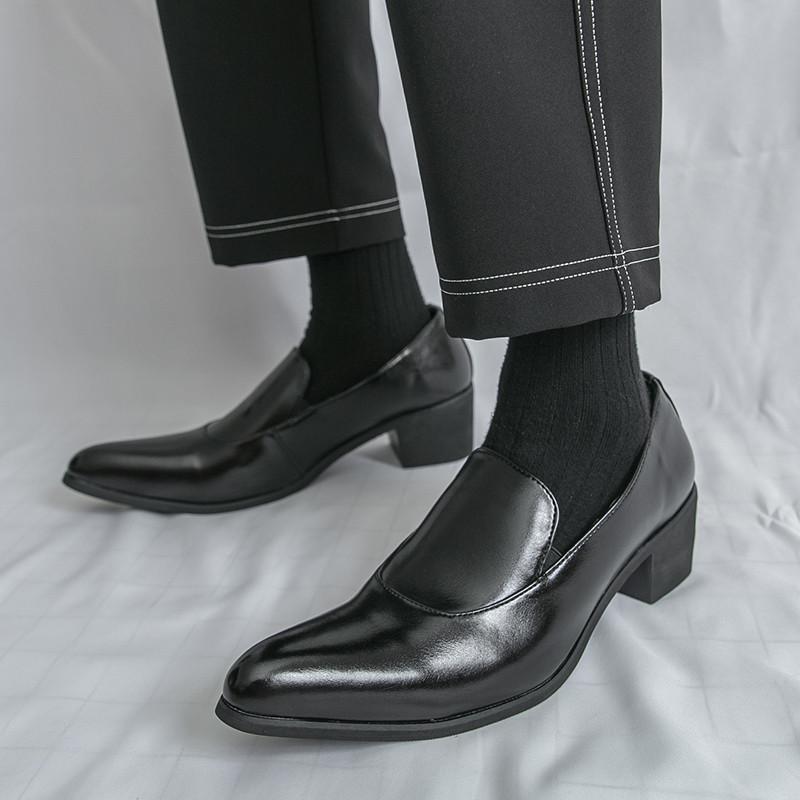 New Britain Gentleman Retro Pointed Black Brown Loafter For Men Pointed Flats Patent Leather Shoes Casual Formal Dress Footwear