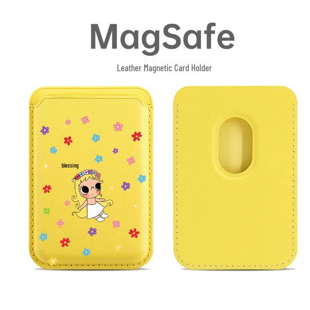 Цветной Цветочный Нефритовый Магнитный Кожаный Держатель для Карт MagSafe Чехол для Телефона Apple