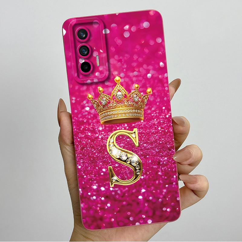 Для Realme GT Neo Flash / Neo 2T / Q3 Pro 5G Модный Чехол для Телефона с Первоначальной Буквой для Пары Мягкий Силикон ТПУ Защитный Чехол для Камеры
